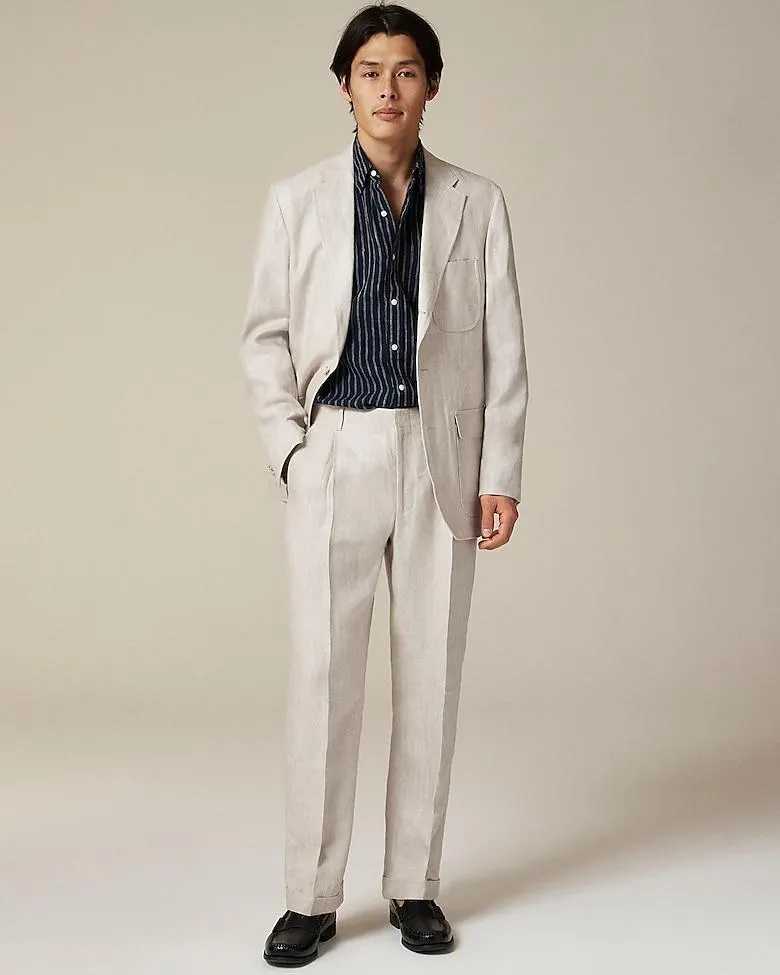 Crosby Classic-fit suit jacket in linen herringbone