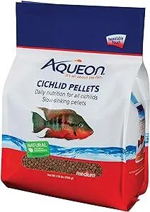 Aqueon Cichlid Slow Sinking Fish Food Pellets, Medium Size, 25 Ounce