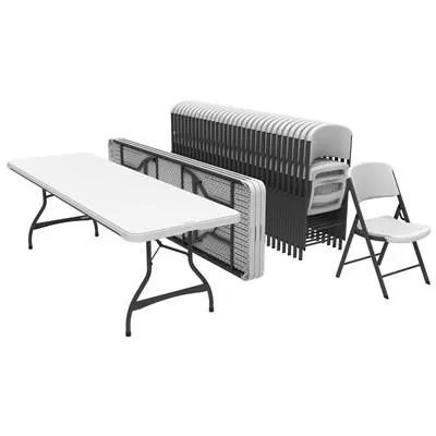 Lifetime 8-Foot Stacking Tables (4) and Chairs Combo (32) - Commercial