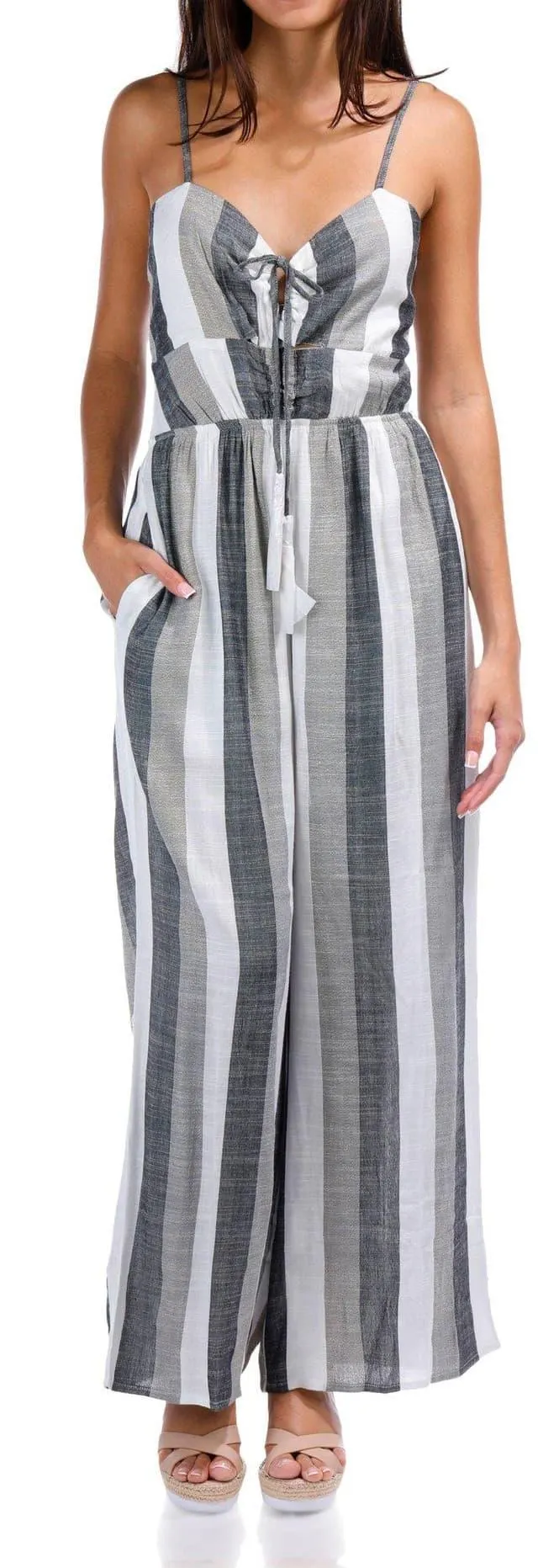 Vintage Havana Juniors Sleeveless Striped Jumpsuit