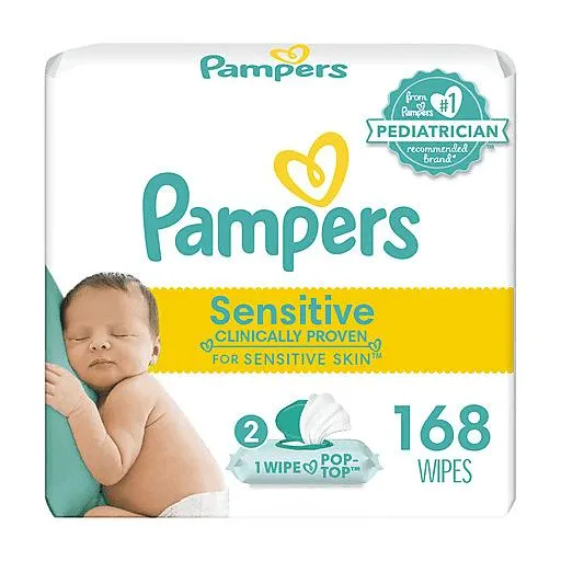 Pampers Sensitive Perfume Free Baby Wipes 168 ct 3 pack box