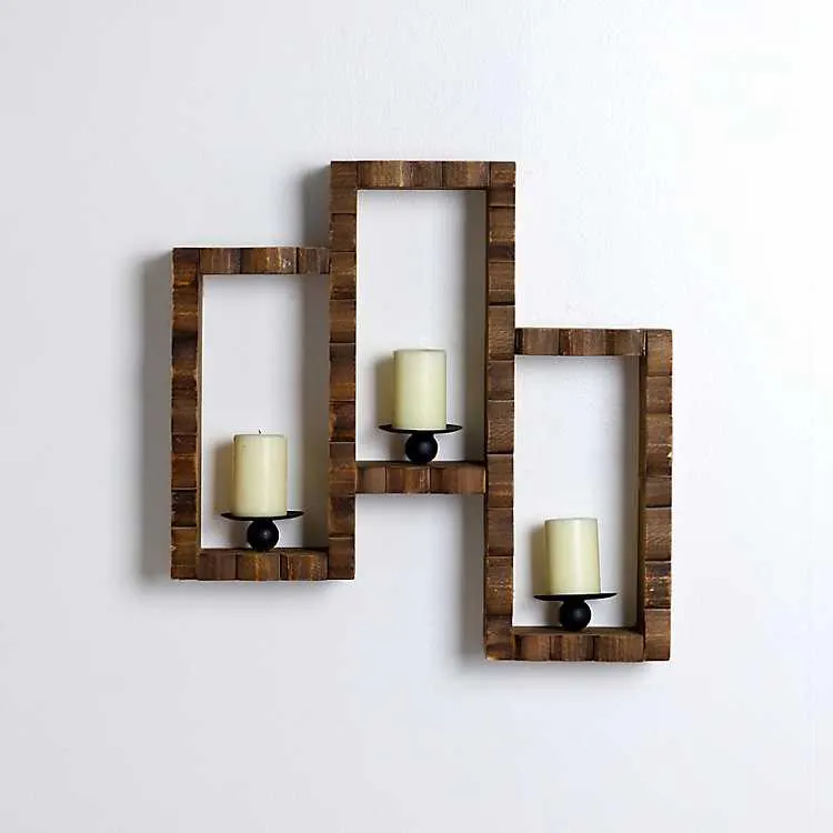 Brown Grooved Candle Sconce