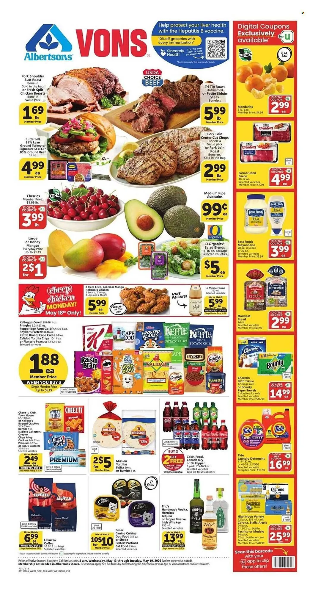 Weekly promotion Vons weekly ad spanning from May 13 to May 19 2026 - Page 1 for Catalogue 365