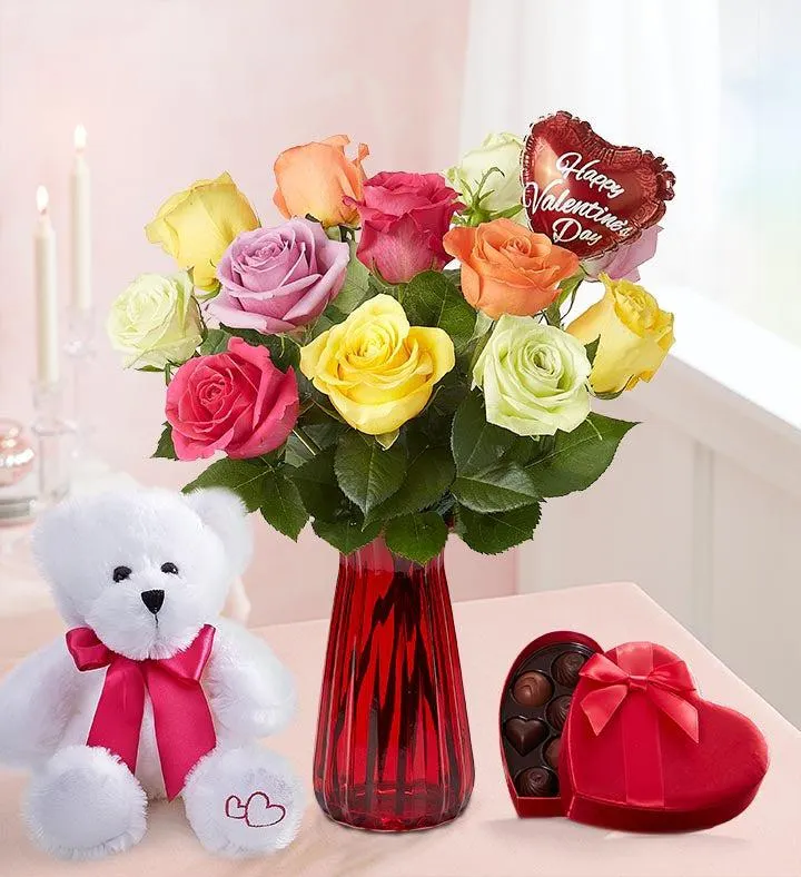 One Dozen Assorted Roses for Romance