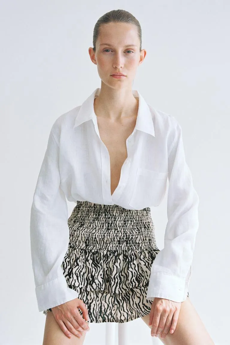 Smocked-waist Tiered Skirt
