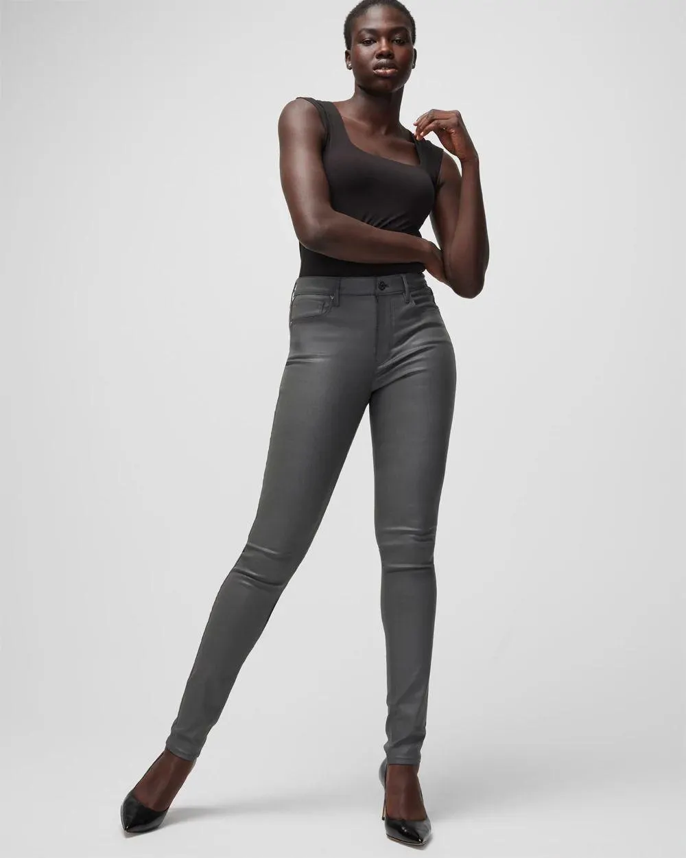 Curvy High-Rise Coated Skinny Jeans