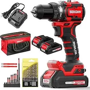 20V Power Drill Drivers, 70N.m with 2 Batteries & Charger, Electric Screwdriver Set with Impact Bits, Masonry & Tile Drill Bits, Storage Bag for Home DIY, Construction, Repair