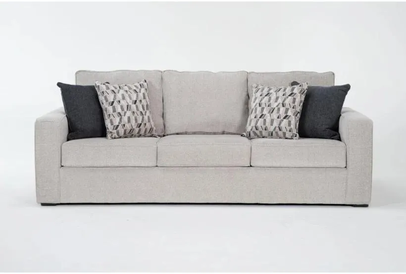 Monterey Beach Beige Fabric 95" Queen Memory Foam Sleeper Sofa Bed | Track Arms | Loose Reversible Back