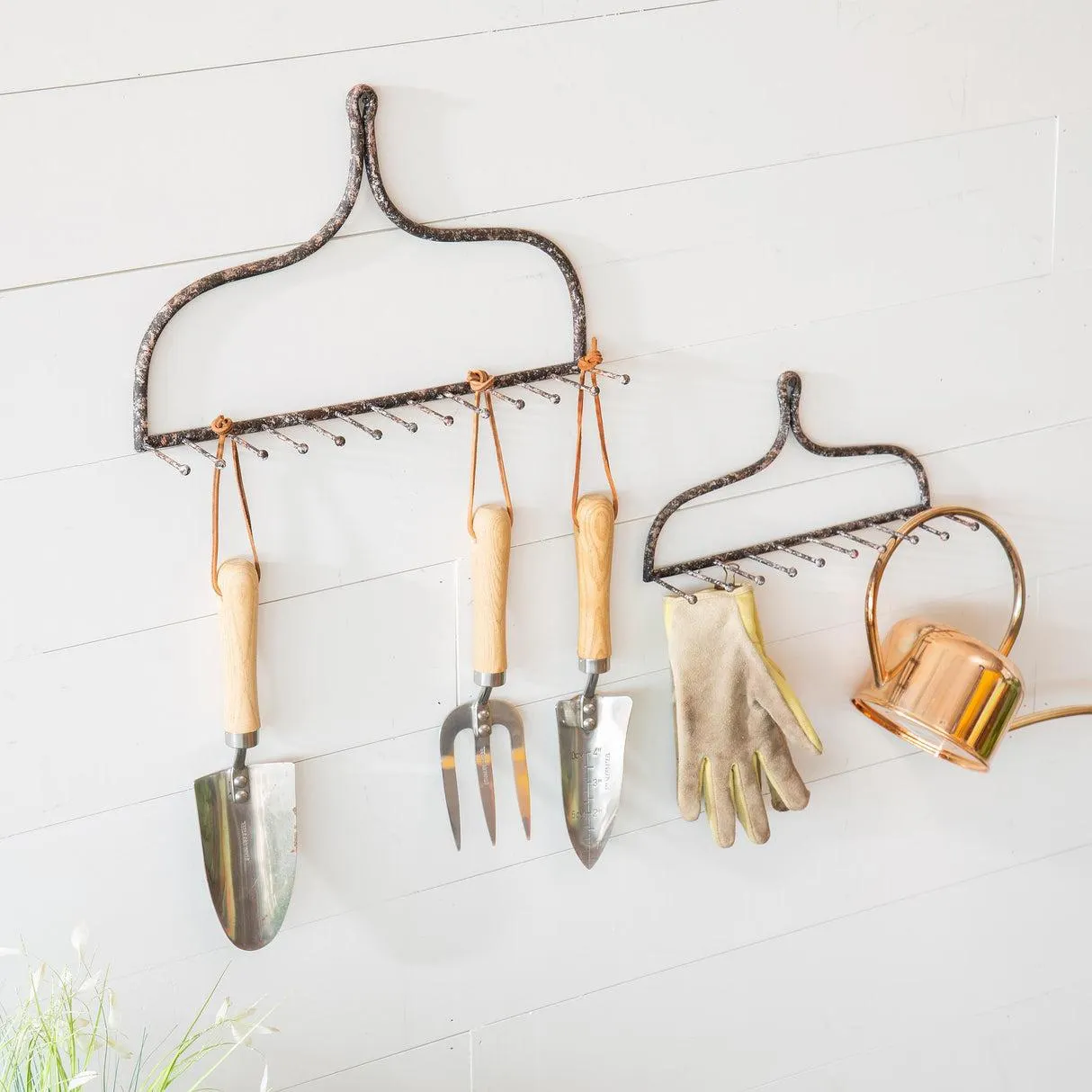 Metal Rake Wall Hooks, Set of 2