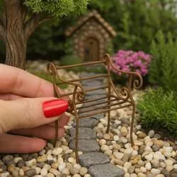 Miniature Rusty Metal Garden Bench