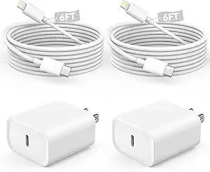 Fast Charger iPhone,iPhone Charger Fast Charging 2Pack USB C Wall Charger Block Fast i Phone Chargers 6FT Type-C USB C to Lightning Cable Cord for iPhone14/14Plus/13/12/11 Pro Max,Mini,8,iPad/AirPods
