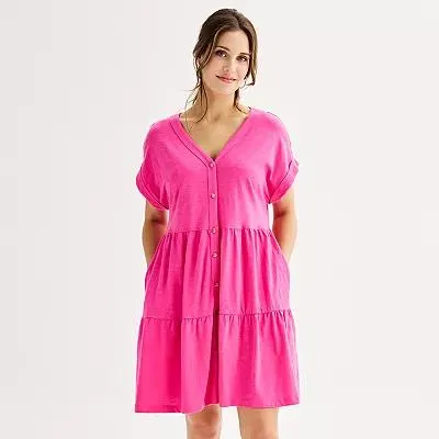 Women's Sonoma Goods For Life® Short Sleeve Tiered Dress