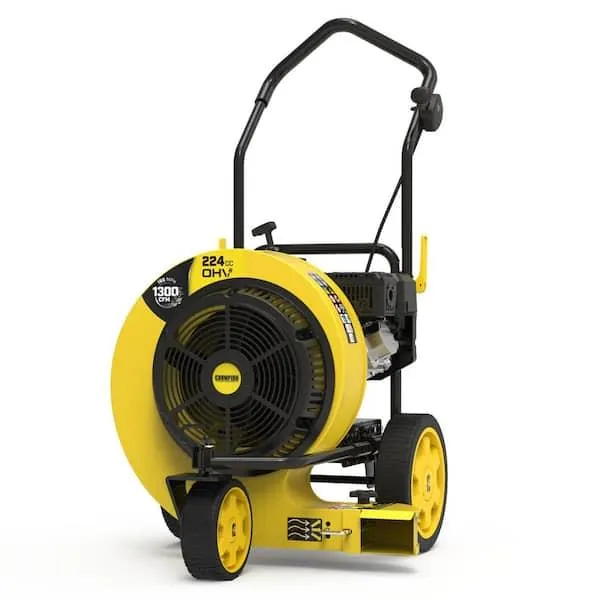 160 MPH 1300 CFM 224 cc Walk-Behind Gas Leaf Blower with Swivel Front Wheel and 90-Degree Flow Diverter