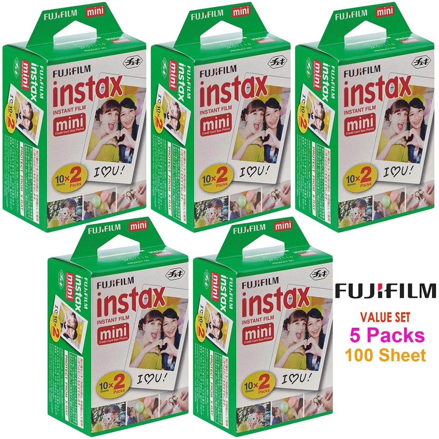 Fujifilm Instax Mini Twin Pack Picture Format Instant Film -Set of 5 (100 Shots)