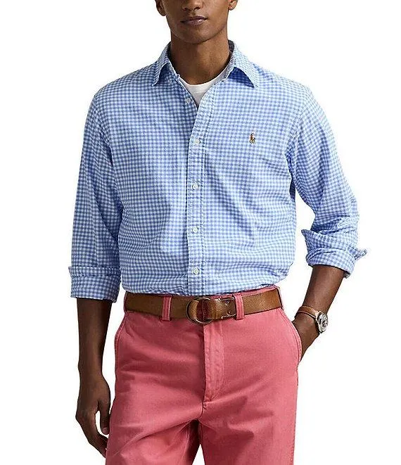 Classic Fit Gingham Oxford Long Sleeve Woven Shirt