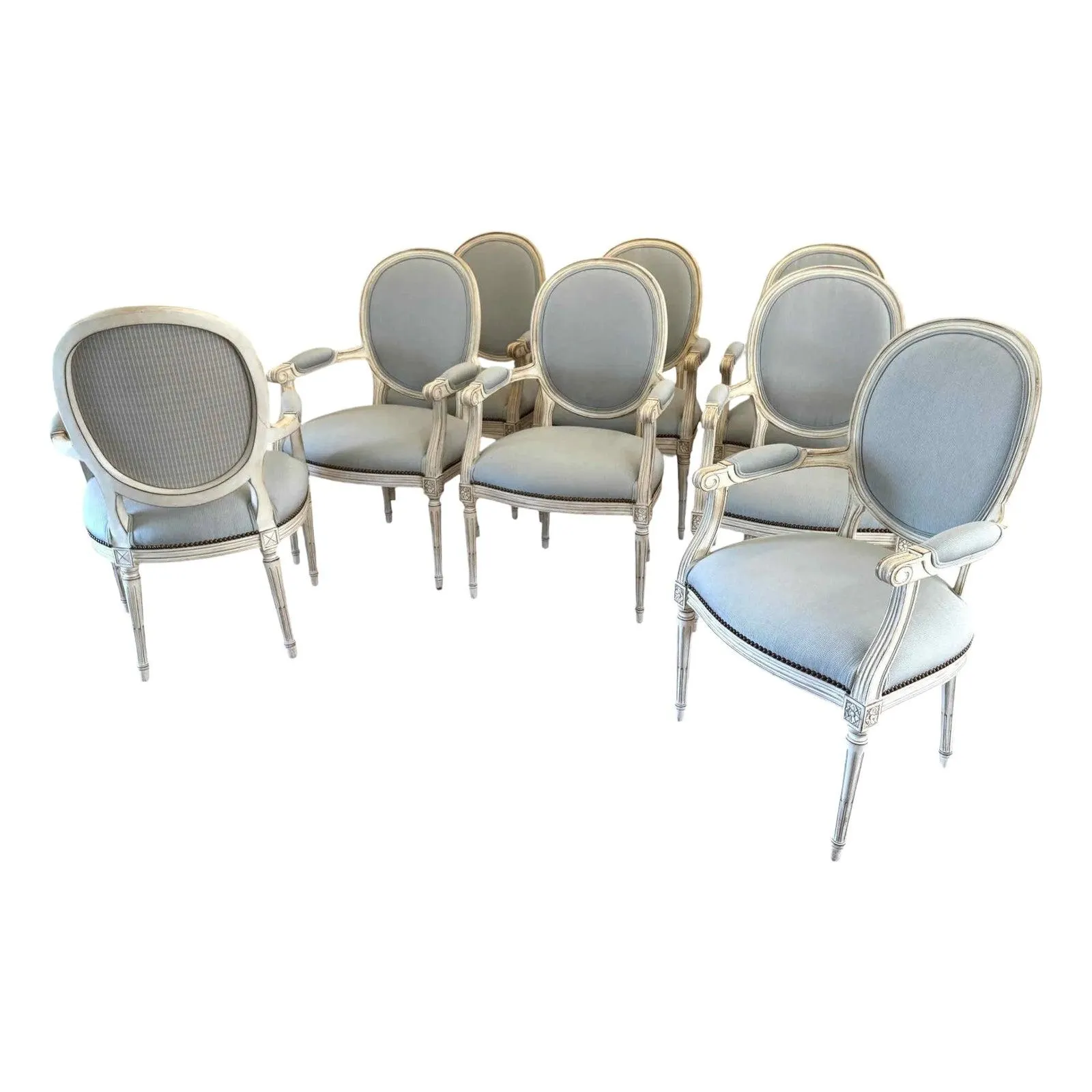 French Louis XVI Dining Armchairs - Set of 8
