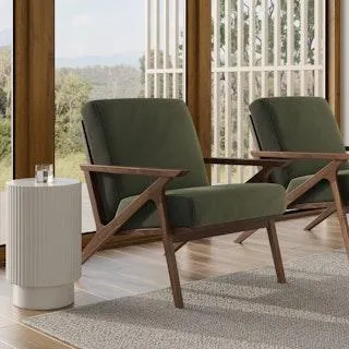 Otio 26" Velvet Lounge Chair - Walnut and Hale Fir Green