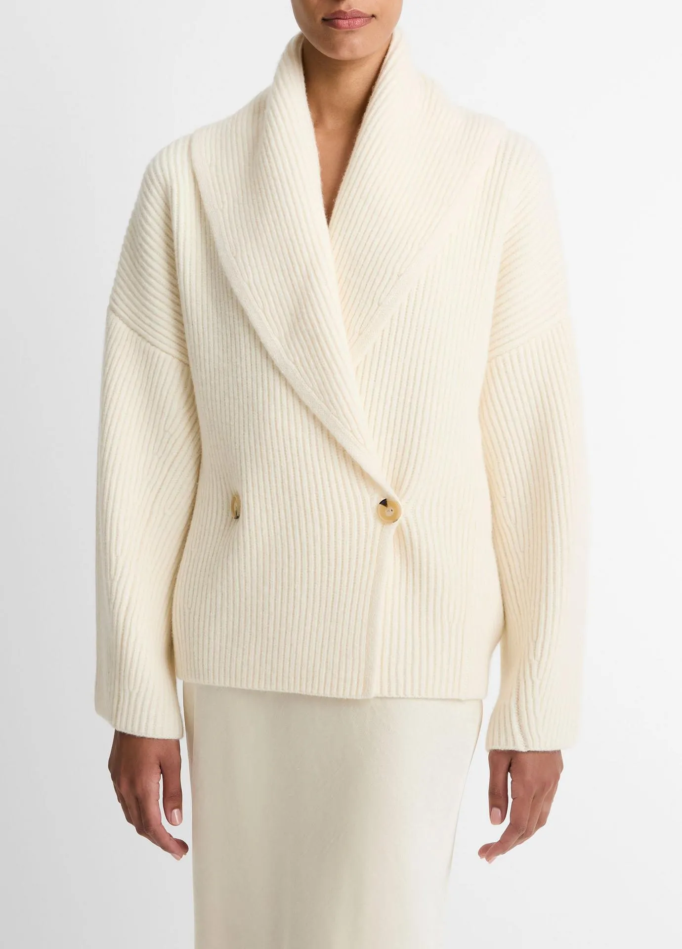 Wool-Blend Draped Sweater Coat
