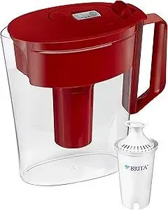 Brita Small 5 Cup Water Filter Pitcher with 1 Standard Filter, BPA Free - SOHO, Red