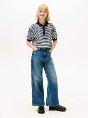 Kids' High-Rise Faded Wash Wide Leg Jean