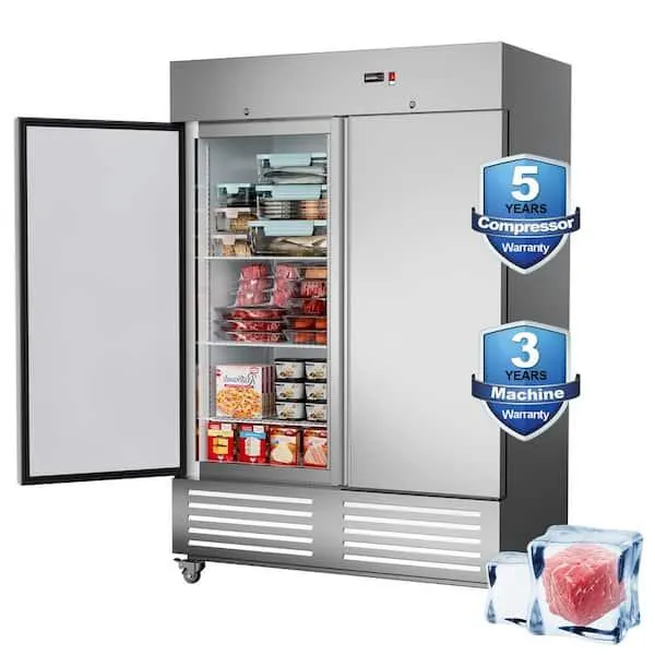 54 in. 50 cu. ft. Commercial 2 Door Stainless Steel Walk-In Refrigerator, LED Lighting Temp -10℉ ~10℉