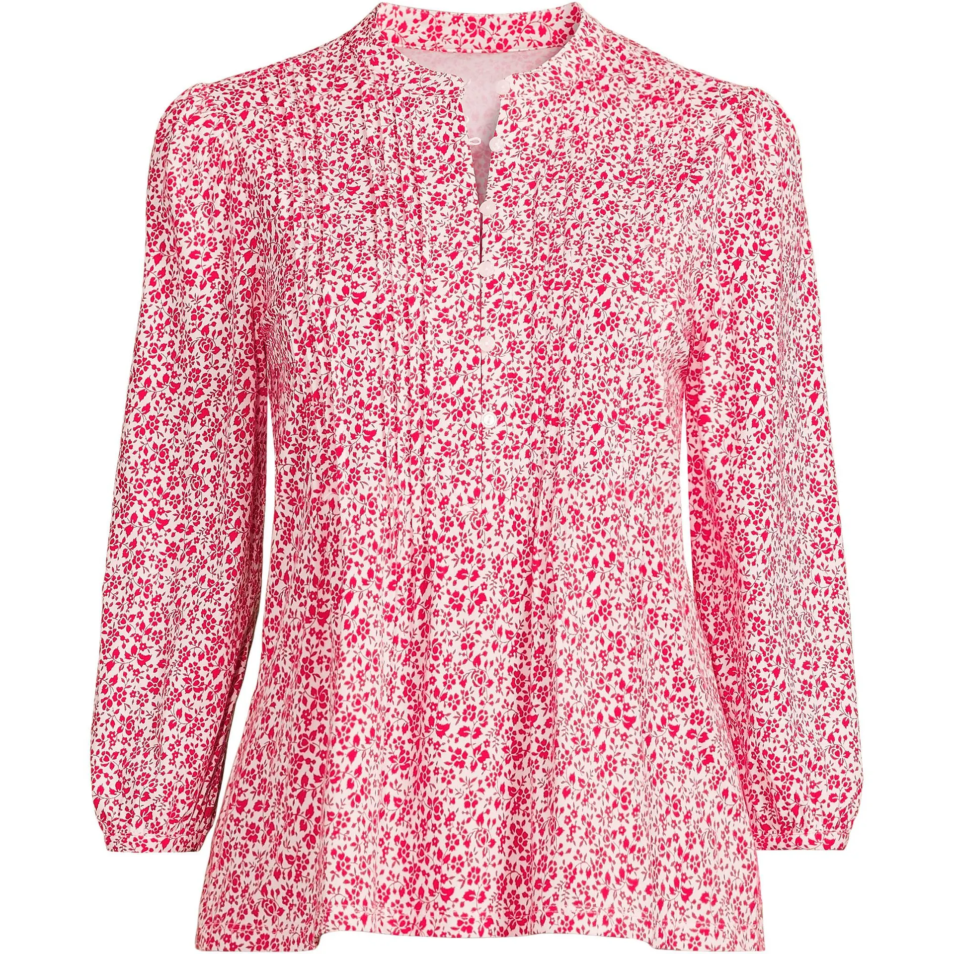 Women's Lightweight Jersey Button Pintuck Top