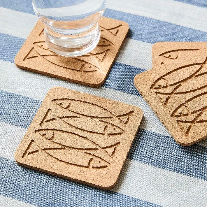 Sardine Cork Coaster Sets