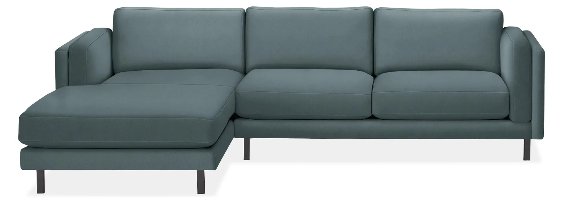 Cade 114" Sofa with Left-Arm Chaise in Flint Haze with Natural Steel Legs