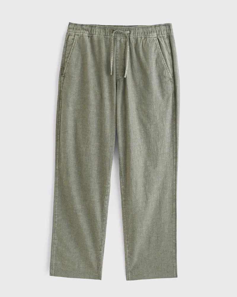 Loose Linen-Blend Pull-On Pant
