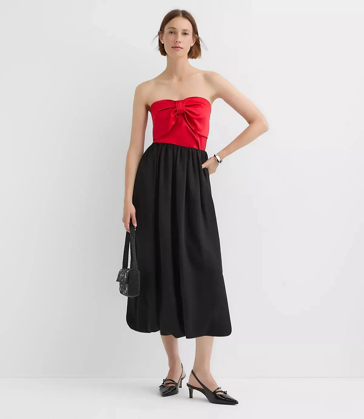 Crepe Bubble Midi Skirt