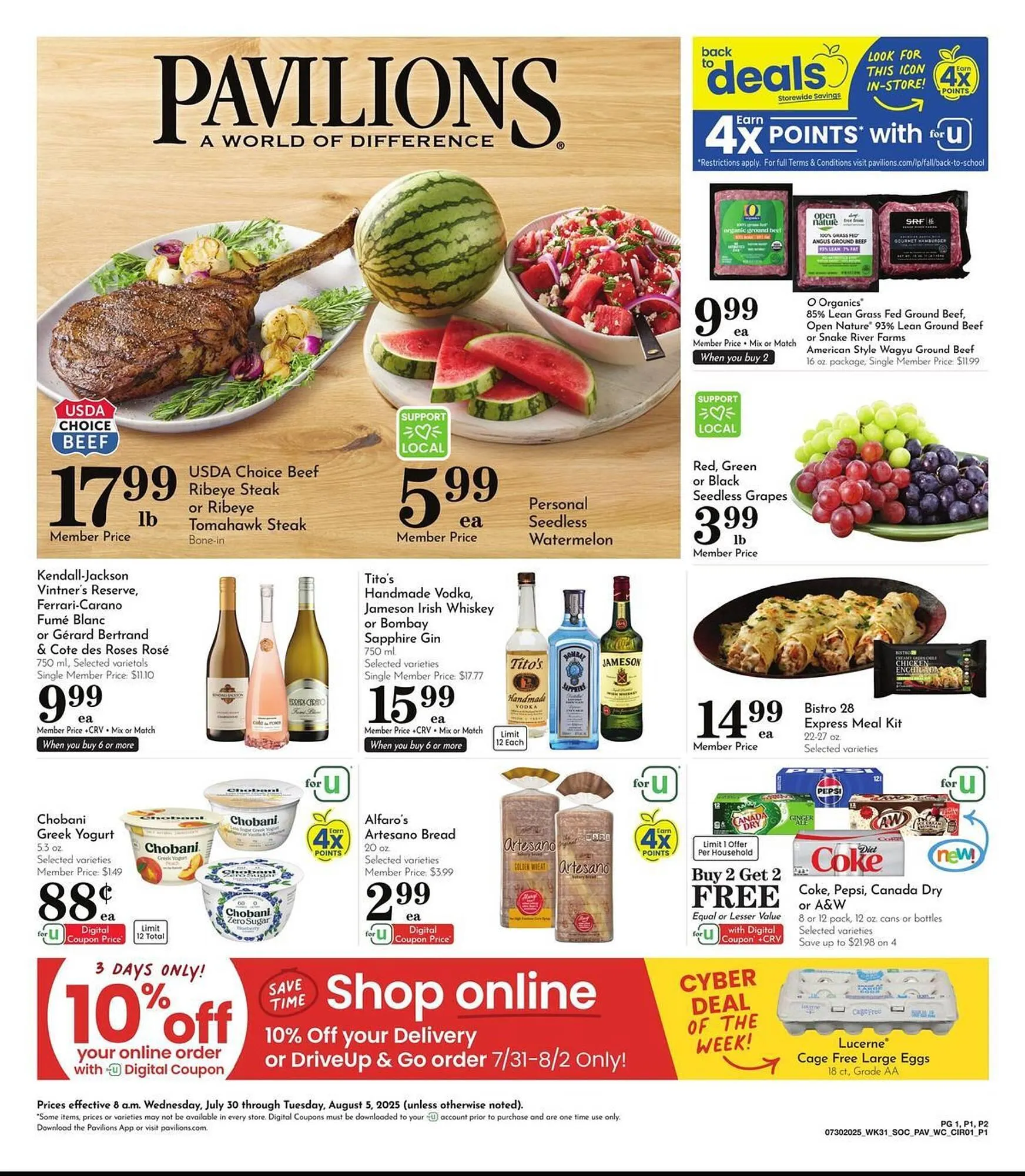 Weekly ad Pavilions Weekly Ad from July 30 to August 5 2025 - Page 1