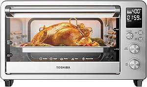 TOSHIBA ChefFry Air Fryer Toaster Oven Combo, 26.4 QT Large Capacity, 12-in-1 Countertop Toaster Oven, Stainless Steel