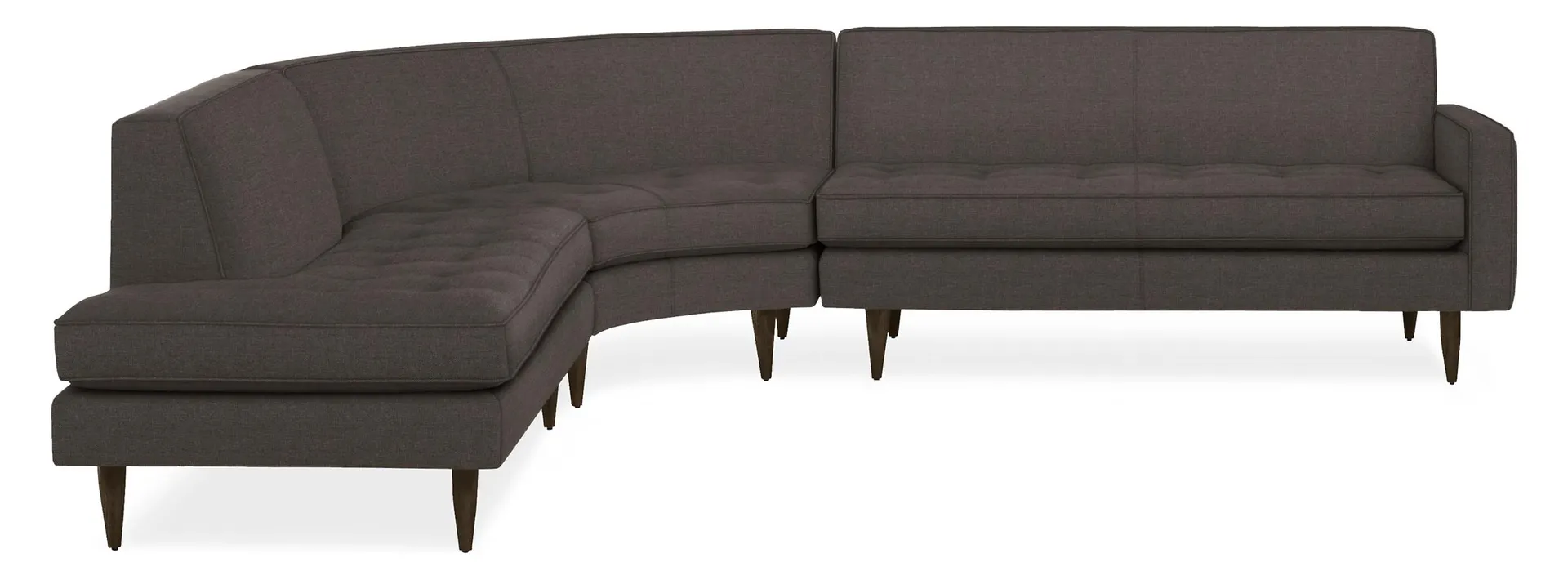 Reese 115x114" 3-PC Curved SEC w/Right-Back Sofa in Gino Charcoal w/CC Legs