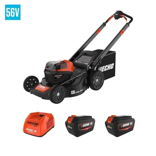 56V 21 in. Cordless Battery 3-in-1 Walk Behind Self-Propelled Lawn Mower w/ (2) 5Ah Batteries and Rapid Charger