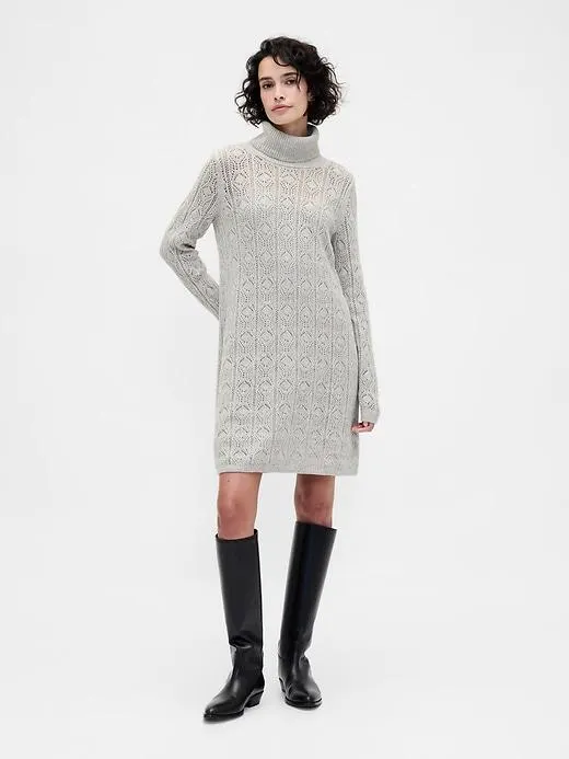CashSoft Pointelle Turtleneck Sweater Dress