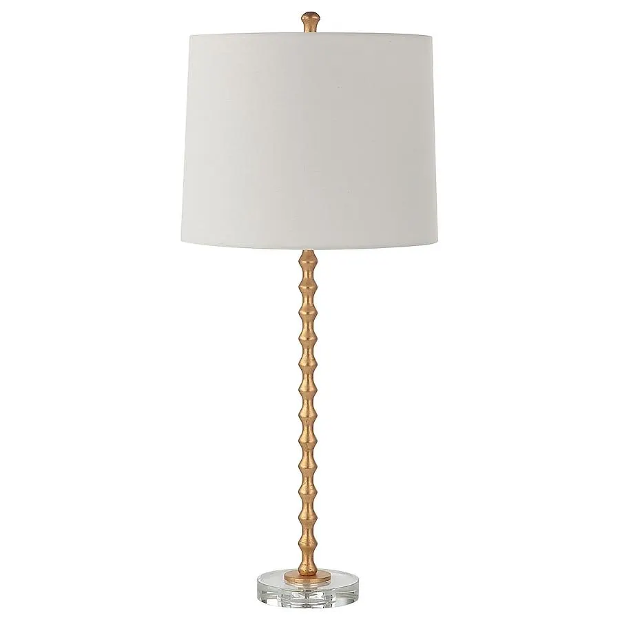 allen + roth 29-Inches Vibrant gold leaf LED Incandescent Rotary socket Buffet Table Lamp with Fabric Shade