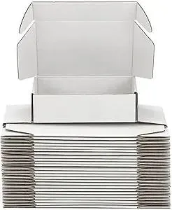 Small Shipping Boxes 8x6x3 Inch (25 Pack) - Sturdy White Corrugated Cardboard Boxes for Small Business, Ecommerce, Mailing & Packaging | Recyclable Gift & Storage Boxes