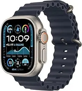 Apple Watch Ultra 2 [GPS + Cellular, 49mm] - Titanium Case with Blue Ocean Band, One Size (Renewed)