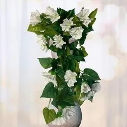 White Artificial Hanging Petunia Bush