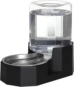 Sfozstra Automatic Pet Water Dispenser: 5L Large Capacity Dog Water Feeder with Stainless Steel Bowl - Gravity System -for Indoor Use Cat Owners (Black, 5L Without Filter)