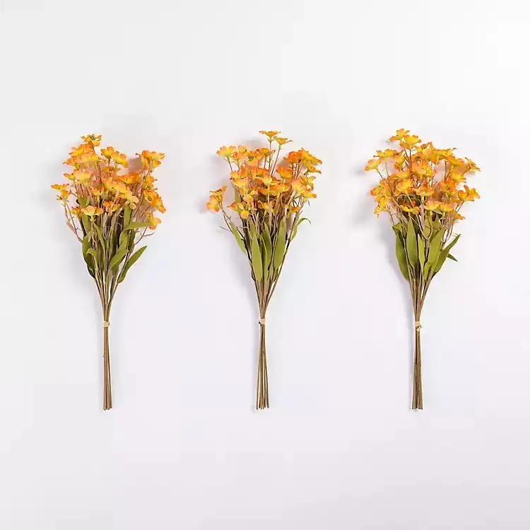 Yellow Fall Floral Bushes, Set of 3
