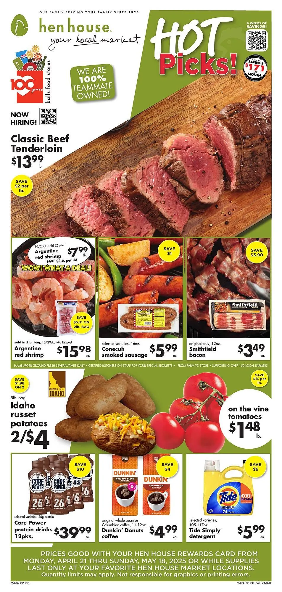 Weekly ad Hen House Weekly Ad from April 21 to May 18 2025 - Page 1