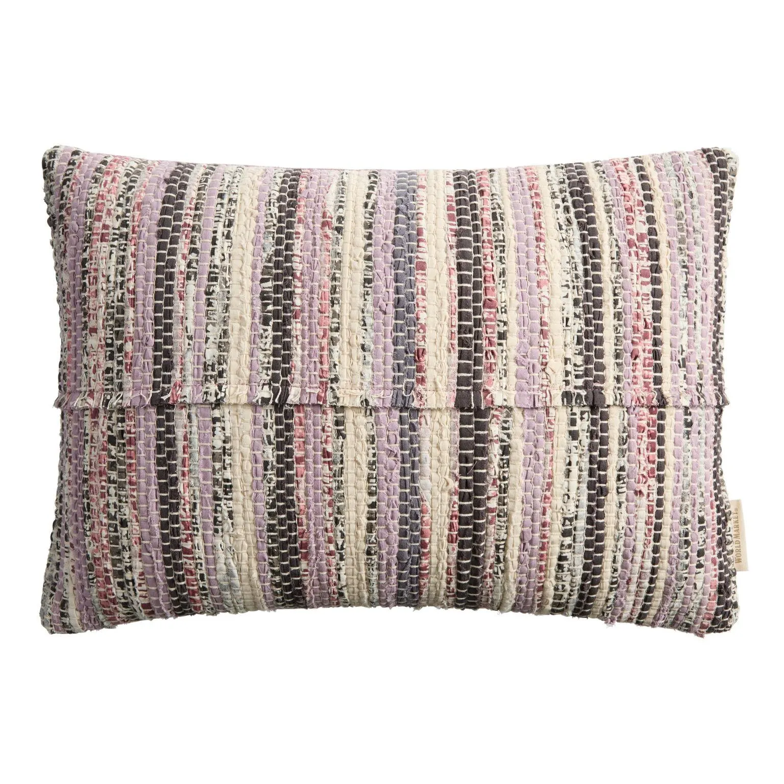 Multicolor Purple Stripe Handwoven Lumbar Pillow