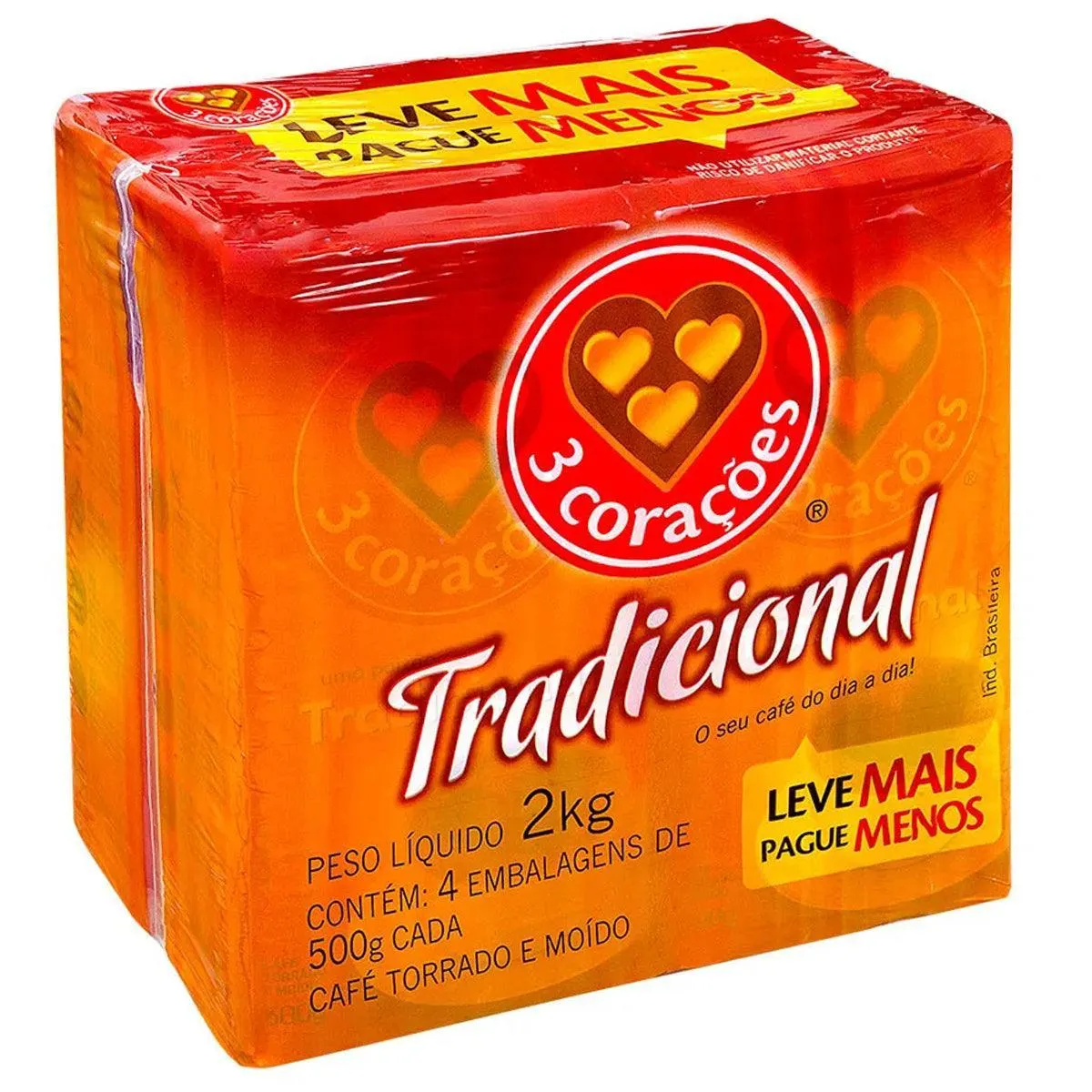 3Coracoes Cafe Tradicional a Vacuo 4pk 2kg