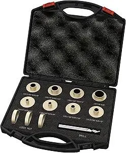 12 Pcs Precision Brass Router Template Bushing Guides Sets and 1/4" Shank Woodworking Router with Carrying Case, Fits Porter Cable Style Router Sub Bases