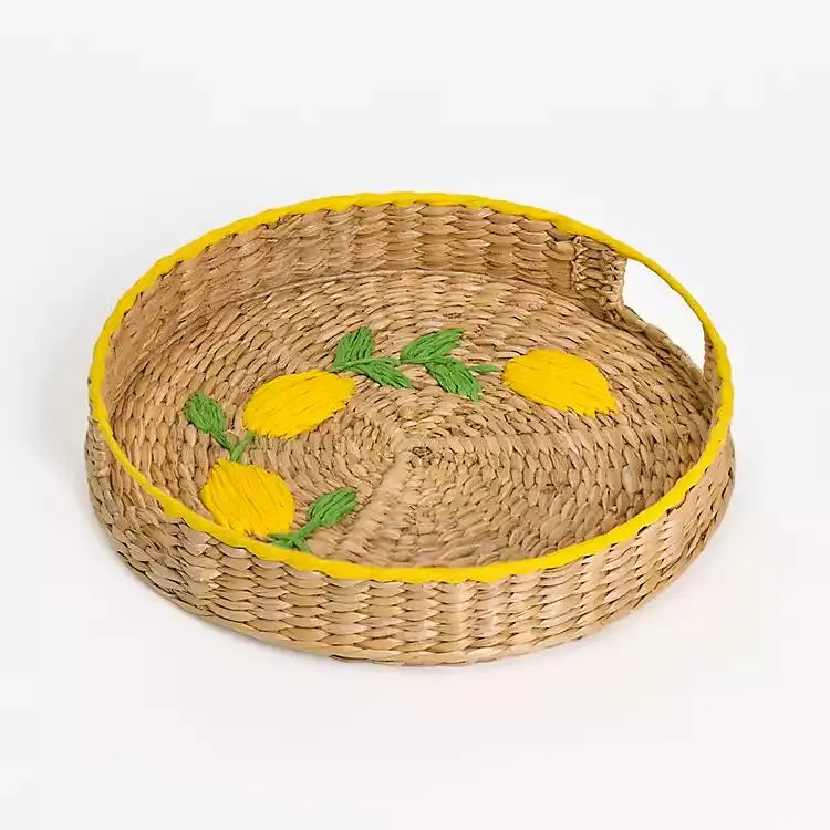Natural Woven Hyacinth Lemon Decorative Tray