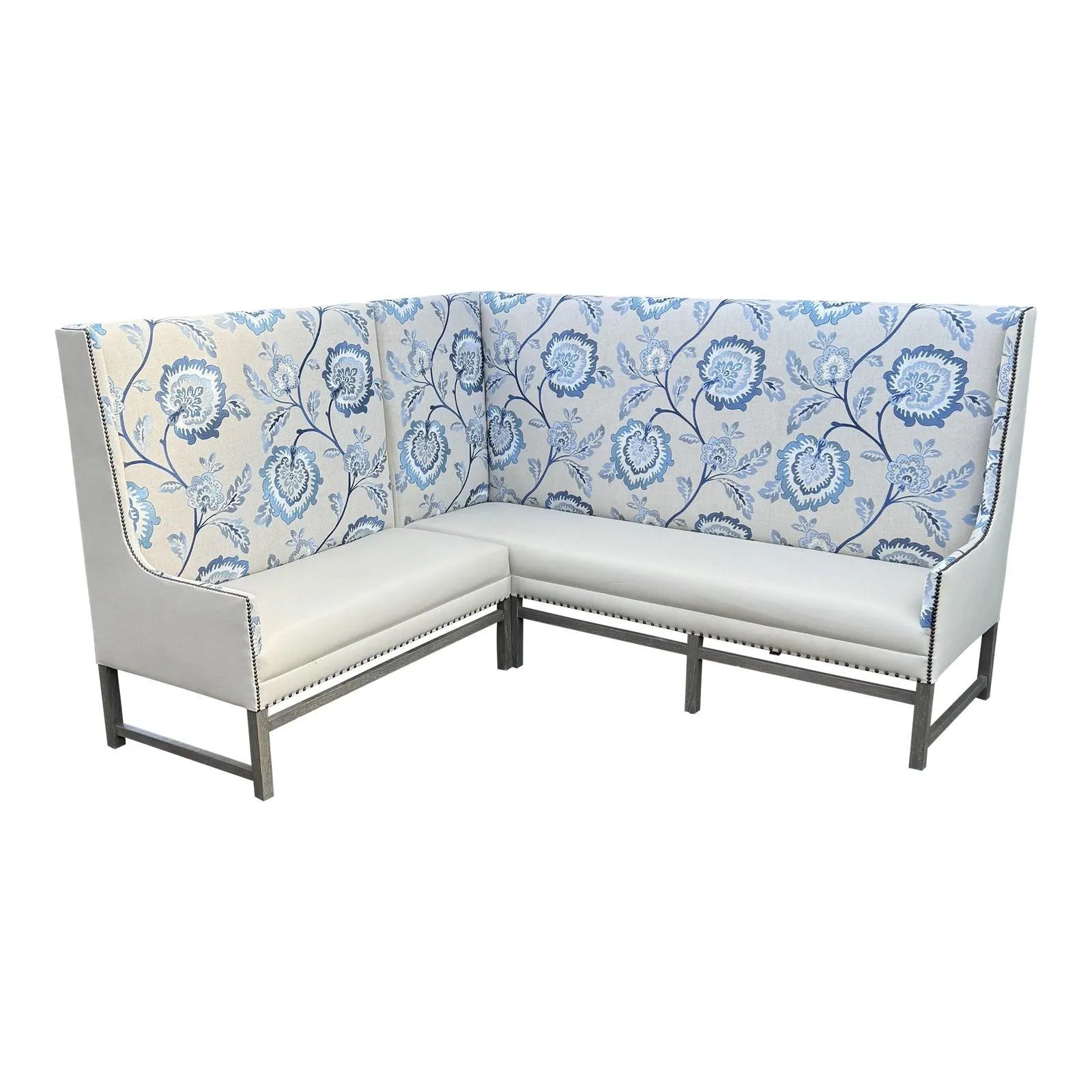 Custom Two Piece High-Back Banquette With Manuel Canovas Fabric