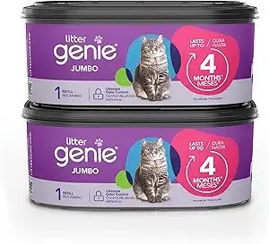Litter Genie Refill Bags | Jumbo 2-Pack, 56 Total ft | Up to 8 Months of Supply in 2 cartridges | Ultimate Odor Control Cat Litter Bags