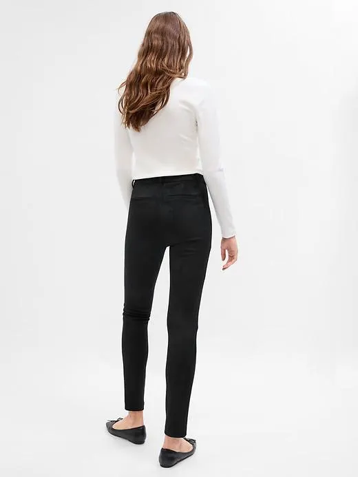 Mid Rise Vegan Suede Skinny Pants
