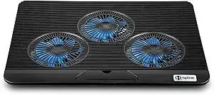 Laptop Cooling Pad, Mspine Laptop Cooler with 3 Blue Silent Fans, Ergonomic USB Powered Laptop Stand with Dual USB 2.0 Ports, Height-Adjustable Notebook Cooler for Notebook Under 17"- Black